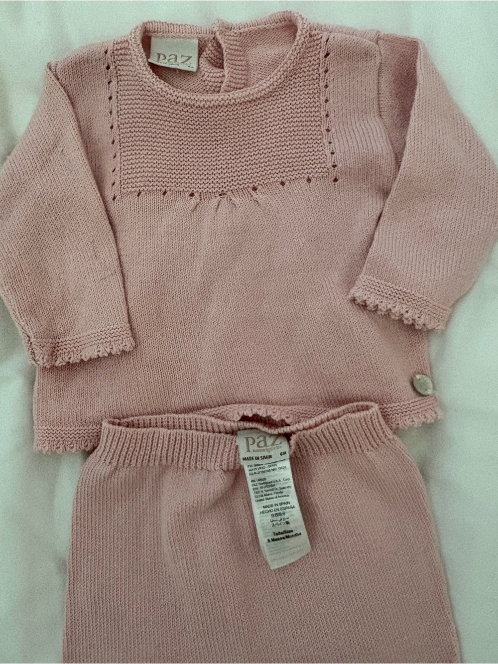 PAZ Baby Pink Knit Matching Set - Girls